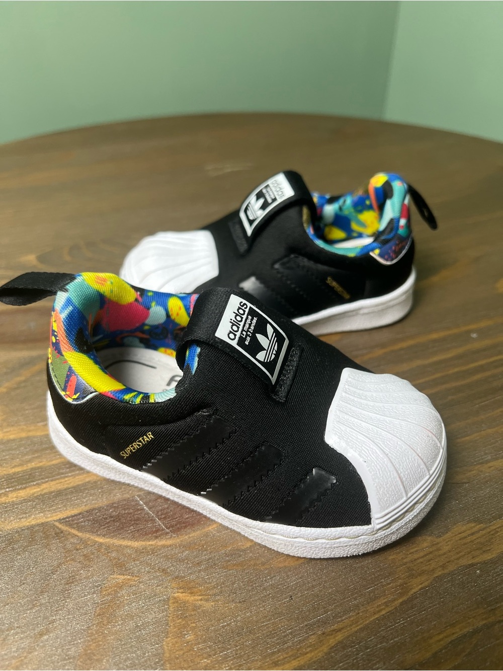 Adidas Superstar 360 Black White Slip On Toddler Shoes Size 5K Fitfoam Ortholite - Picture 2 of 9